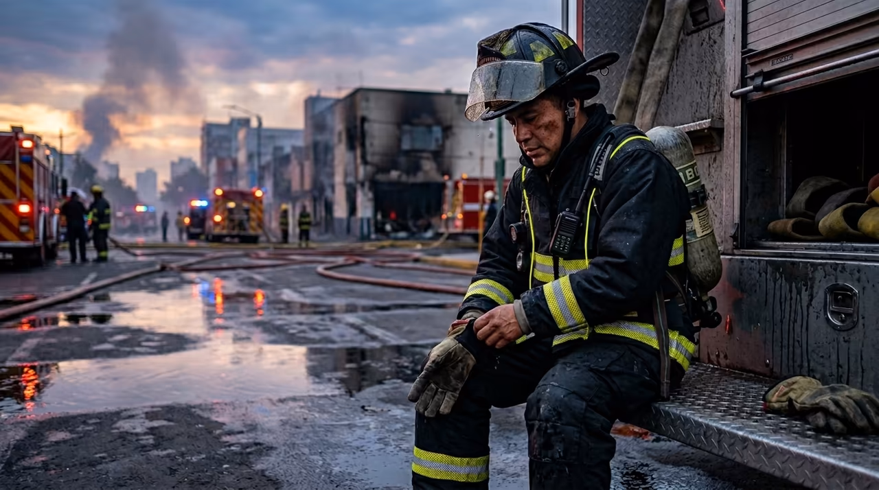 Acabado FreeFAS DWR sin PFAS del traje Globe ATHLETIX — formación matutina de bomberos en México